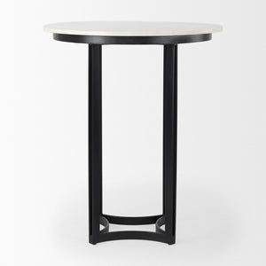 Mercana Tanner Bistro Table: Contemporary Luxe Marble & Matte Black Iron Design for Stylish Dining Spaces 32" White Marble Top | Black Metal Base 69912-AB