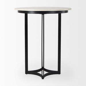 Mercana Tanner Bistro Table: Contemporary Luxe Marble & Matte Black Iron Design for Stylish Dining Spaces 32" White Marble Top | Black Metal Base 69912-AB