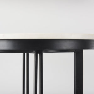 Mercana Tanner Bistro Table: Contemporary Luxe Marble & Matte Black Iron Design for Stylish Dining Spaces 32" White Marble Top | Black Metal Base 69912-AB