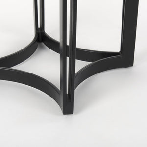 Mercana Tanner Bistro Table: Contemporary Luxe Marble & Matte Black Iron Design for Stylish Dining Spaces 32" White Marble Top | Black Metal Base 69912-AB