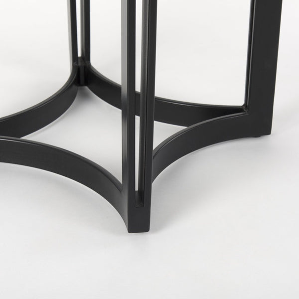 Mercana Tanner Bistro Table: Contemporary Luxe Marble & Matte Black Iron Design for Stylish Dining Spaces 32" White Marble Top | Black Metal Base 69912-AB