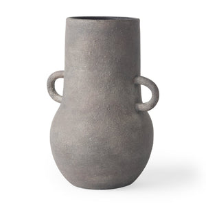 Mercana Armani Sculptural Ceramic Vase with Unique Double-Ear Design for Rustic and Modern Décor Styles Gray-Brown | Small Double Ears 70076