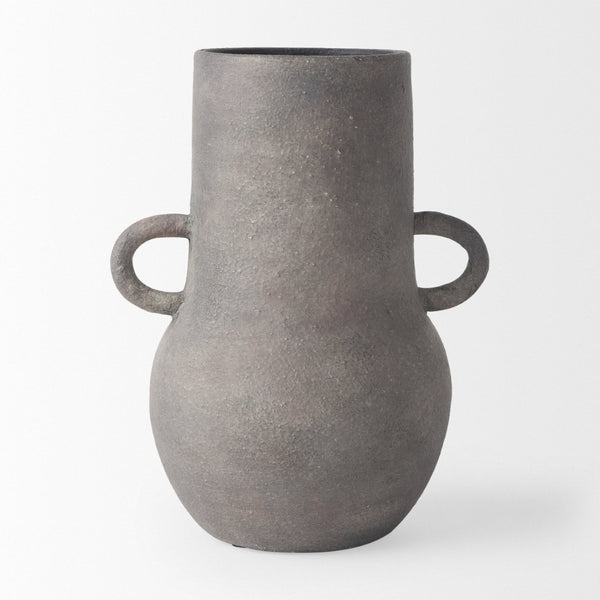 Mercana Armani Sculptural Ceramic Vase with Unique Double-Ear Design for Rustic and Modern Décor Styles Gray-Brown | Small Double Ears 70076