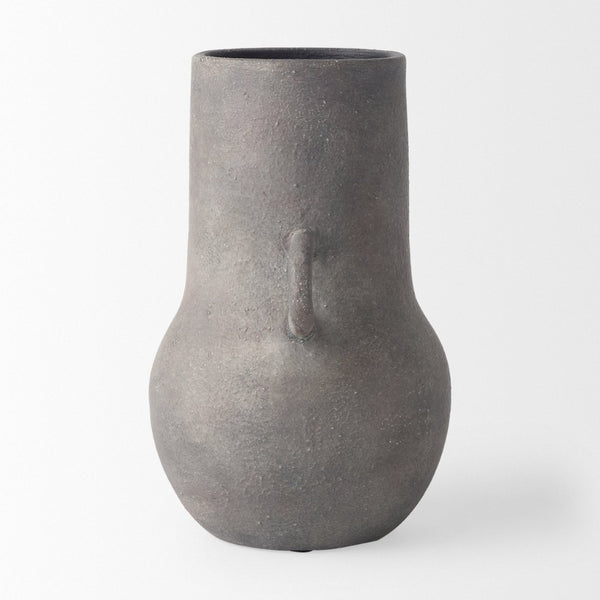 Mercana Armani Sculptural Ceramic Vase with Unique Double-Ear Design for Rustic and Modern Décor Styles Gray-Brown | Small Double Ears 70076