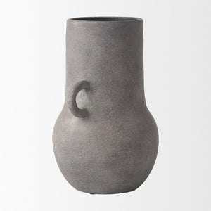 Mercana Armani Sculptural Ceramic Vase with Unique Double-Ear Design for Rustic and Modern Décor Styles Gray-Brown | Small Double Ears 70076