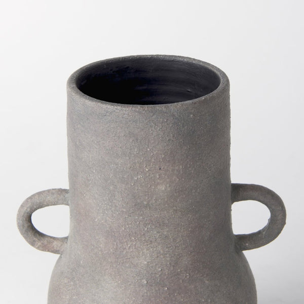 Mercana Armani Sculptural Ceramic Vase with Unique Double-Ear Design for Rustic and Modern Décor Styles Gray-Brown | Small Double Ears 70076