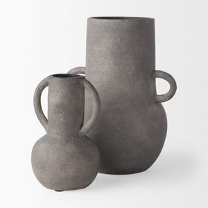 Mercana Armani Sculptural Ceramic Vase with Unique Double-Ear Design for Rustic and Modern Décor Styles Gray-Brown | Small Double Ears 70076