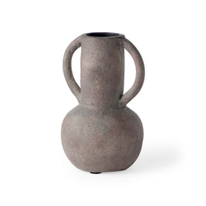 Mercana Armani Sculptural Ceramic Vase with Unique Double-Ear Design for Rustic and Modern Décor Styles Gray Brown | Large Double Ears 70077