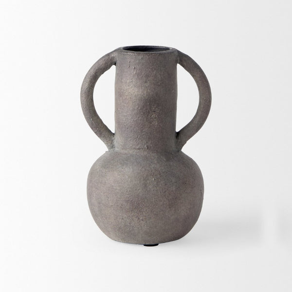 Mercana Armani Sculptural Ceramic Vase with Unique Double-Ear Design for Rustic and Modern Décor Styles Gray Brown | Large Double Ears 70077