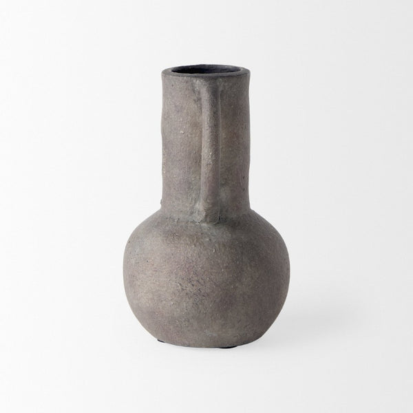 Mercana Armani Sculptural Ceramic Vase with Unique Double-Ear Design for Rustic and Modern Décor Styles Gray Brown | Large Double Ears 70077