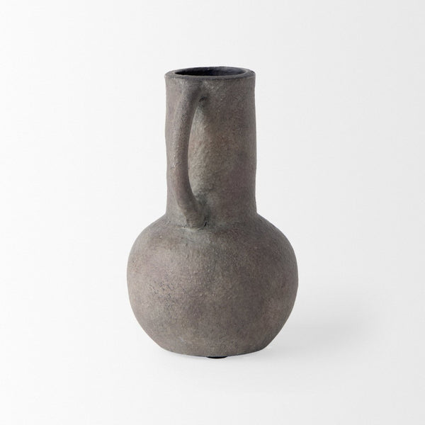 Mercana Armani Sculptural Ceramic Vase with Unique Double-Ear Design for Rustic and Modern Décor Styles Gray Brown | Large Double Ears 70077