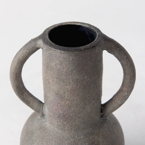 Mercana Armani Sculptural Ceramic Vase with Unique Double-Ear Design for Rustic and Modern Décor Styles Gray Brown | Large Double Ears 70077