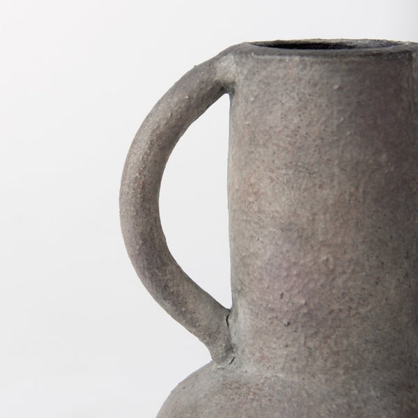Mercana Armani Sculptural Ceramic Vase with Unique Double-Ear Design for Rustic and Modern Décor Styles Gray Brown | Large Double Ears 70077