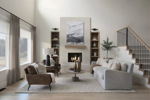 Mercana Maxwell 20" Round Wood Pedestal Side Table – Elegant Accent for Modern Living Spaces and Corners Light Brown Wood | Gold Metal 69205