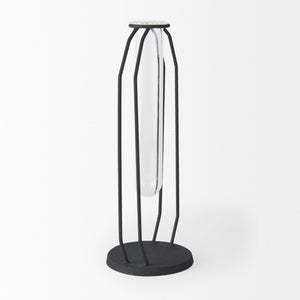Mercana Aria Decorative Metal and Glass Holder for Effortless Floral Elegance in Modern Home Décor Black Metal | 11H 69779