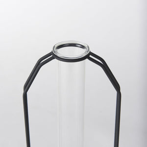 Mercana Aria Decorative Metal and Glass Holder for Effortless Floral Elegance in Modern Home Décor Black Metal | 11H 69779