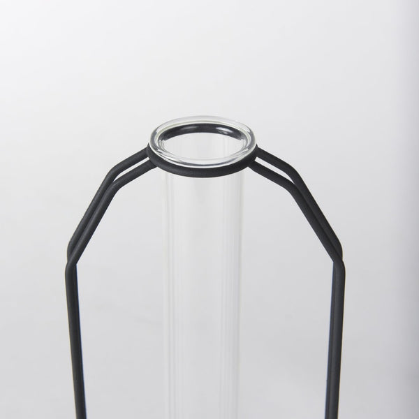 Mercana Aria Decorative Metal and Glass Holder for Effortless Floral Elegance in Modern Home Décor Black Metal | 11H 69779