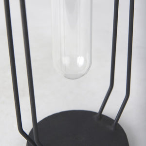 Mercana Aria Decorative Metal and Glass Holder for Effortless Floral Elegance in Modern Home Décor Black Metal | 11H 69779