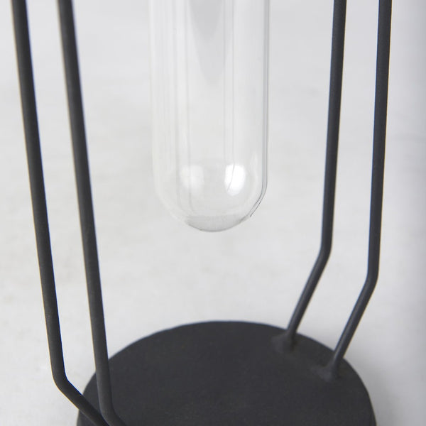 Mercana Aria Decorative Metal and Glass Holder for Effortless Floral Elegance in Modern Home Décor Black Metal | 11H 69779
