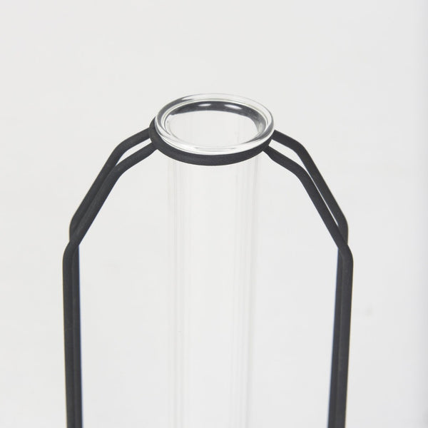 Mercana Aria Decorative Metal and Glass Holder for Effortless Floral Elegance in Modern Home Décor Black Metal | 9H 69780