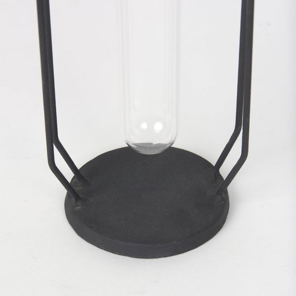 Mercana Aria Decorative Metal and Glass Holder for Effortless Floral Elegance in Modern Home Décor Black Metal | 9H 69780