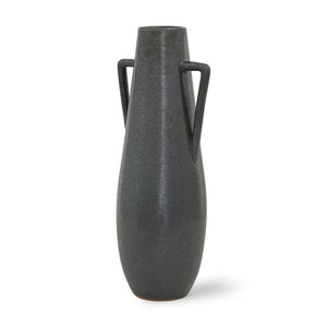 Mercana Kora Sculptural Ceramic Vase with Unique Metallic Finish and Architectural Double Ear Design Dark Metallic | 16.9H 70079