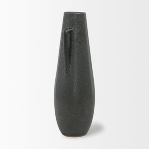 Mercana Kora Sculptural Ceramic Vase with Unique Metallic Finish and Architectural Double Ear Design Dark Metallic | 16.9H 70079