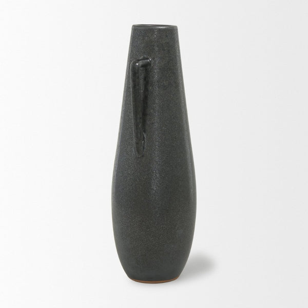Mercana Kora Sculptural Ceramic Vase with Unique Metallic Finish and Architectural Double Ear Design Dark Metallic | 16.9H 70079