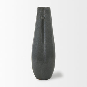 Mercana Kora Sculptural Ceramic Vase with Unique Metallic Finish and Architectural Double Ear Design Dark Metallic | 16.9H 70079