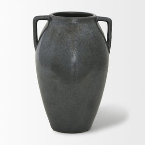 Mercana Kora Sculptural Ceramic Vase with Unique Metallic Finish and Architectural Double Ear Design Dark Metallic | 11.2H 70080