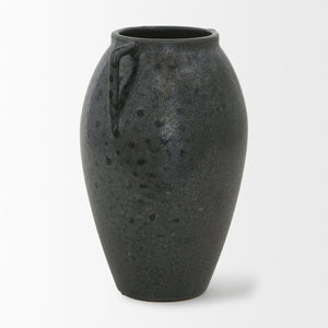 Mercana Kora Sculptural Ceramic Vase with Unique Metallic Finish and Architectural Double Ear Design Dark Metallic | 11.2H 70080