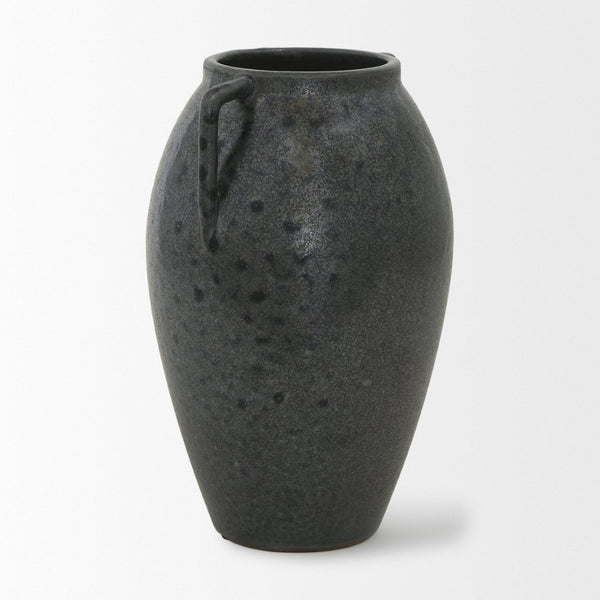 Mercana Kora Sculptural Ceramic Vase with Unique Metallic Finish and Architectural Double Ear Design Dark Metallic | 11.2H 70080