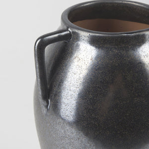 Mercana Kora Sculptural Ceramic Vase with Unique Metallic Finish and Architectural Double Ear Design Dark Metallic | 11.2H 70080