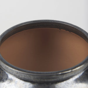 Mercana Kora Sculptural Ceramic Vase with Unique Metallic Finish and Architectural Double Ear Design Dark Metallic | 8.5H 70081