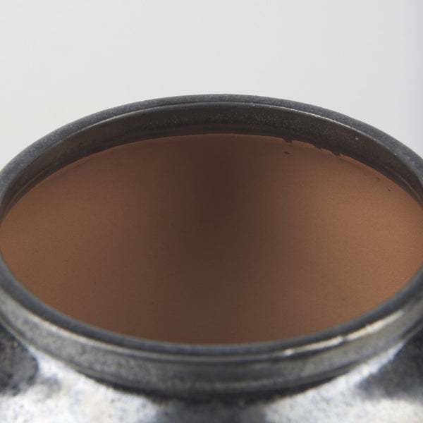 Mercana Kora Sculptural Ceramic Vase with Unique Metallic Finish and Architectural Double Ear Design Dark Metallic | 8.5H 70081