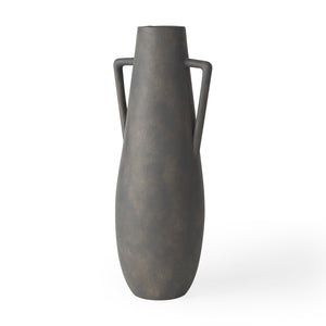 Mercana Kilian Tall Ceramic Double Ear Vase – Sculptural Accent in Earthy Brown-Gray for Modern Spaces Matte | 16.9H 70085
