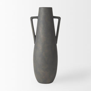 Mercana Kilian Tall Ceramic Double Ear Vase – Sculptural Accent in Earthy Brown-Gray for Modern Spaces Matte | 16.9H 70085