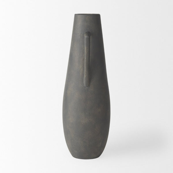 Mercana Kilian Tall Ceramic Double Ear Vase – Sculptural Accent in Earthy Brown-Gray for Modern Spaces Matte | 16.9H 70085