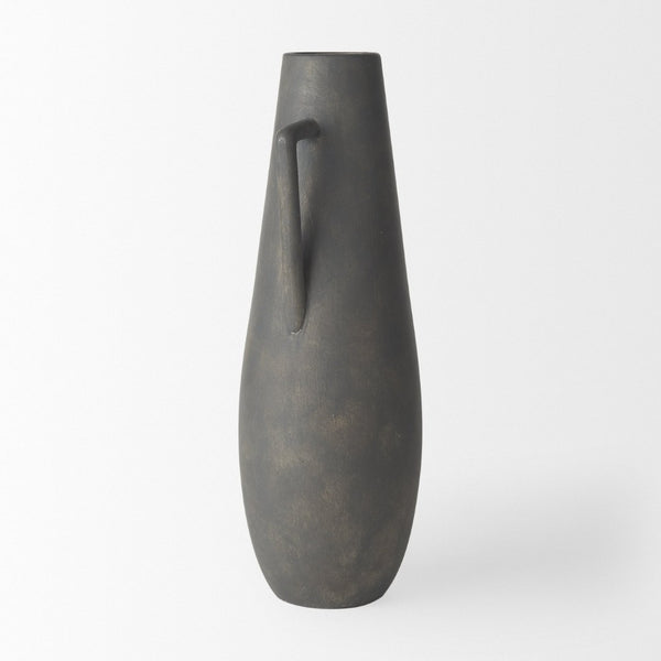 Mercana Kilian Tall Ceramic Double Ear Vase – Sculptural Accent in Earthy Brown-Gray for Modern Spaces Matte | 16.9H 70085