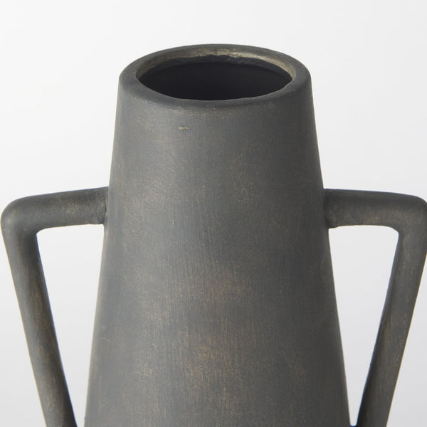 Mercana Kilian Tall Ceramic Double Ear Vase – Sculptural Accent in Earthy Brown-Gray for Modern Spaces Matte | 16.9H 70085