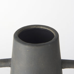 Mercana Kilian Tall Ceramic Double Ear Vase – Sculptural Accent in Earthy Brown-Gray for Modern Spaces Matte | 16.9H 70085