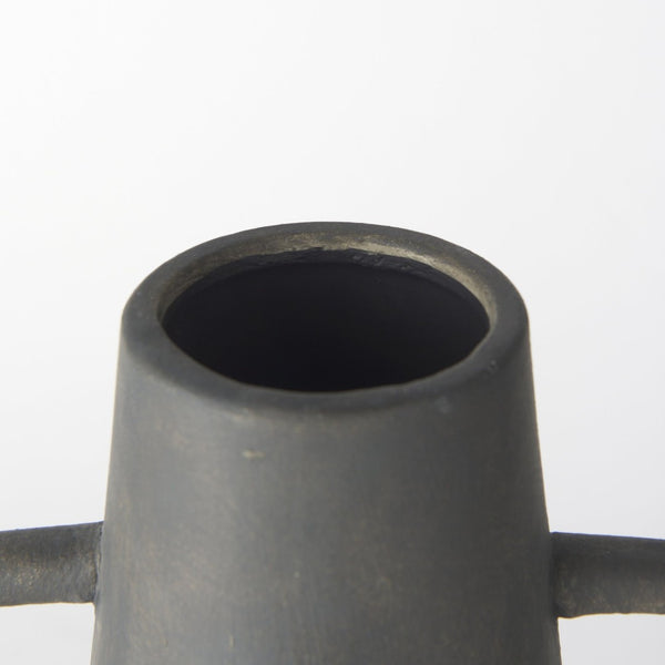 Mercana Kilian Tall Ceramic Double Ear Vase – Sculptural Accent in Earthy Brown-Gray for Modern Spaces Matte | 16.9H 70085