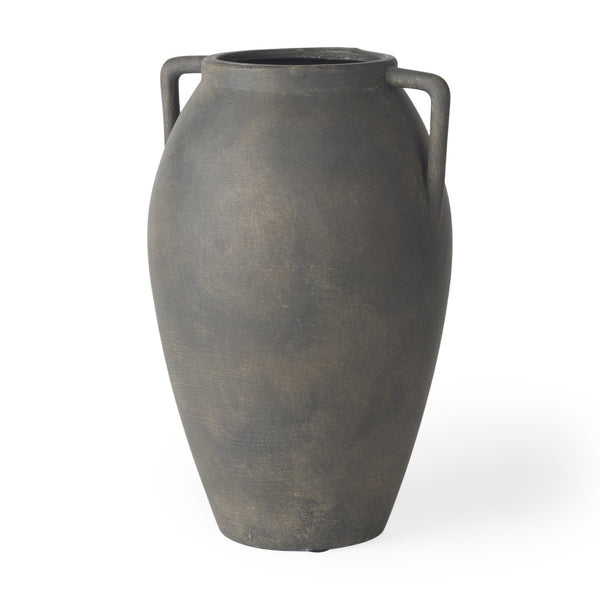 Mercana Kilian Tall Ceramic Double Ear Vase – Sculptural Accent in Earthy Brown-Gray for Modern Spaces Matte | 11.2H 70086
