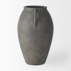 Mercana Kilian Tall Ceramic Double Ear Vase – Sculptural Accent in Earthy Brown-Gray for Modern Spaces Matte | 11.2H 70086