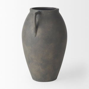 Mercana Kilian Tall Ceramic Double Ear Vase – Sculptural Accent in Earthy Brown-Gray for Modern Spaces Matte | 11.2H 70086