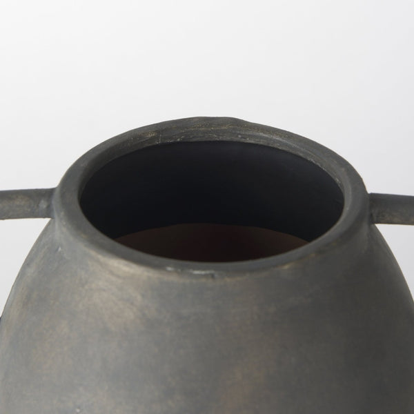 Mercana Kilian Tall Ceramic Double Ear Vase – Sculptural Accent in Earthy Brown-Gray for Modern Spaces Matte | 11.2H 70086