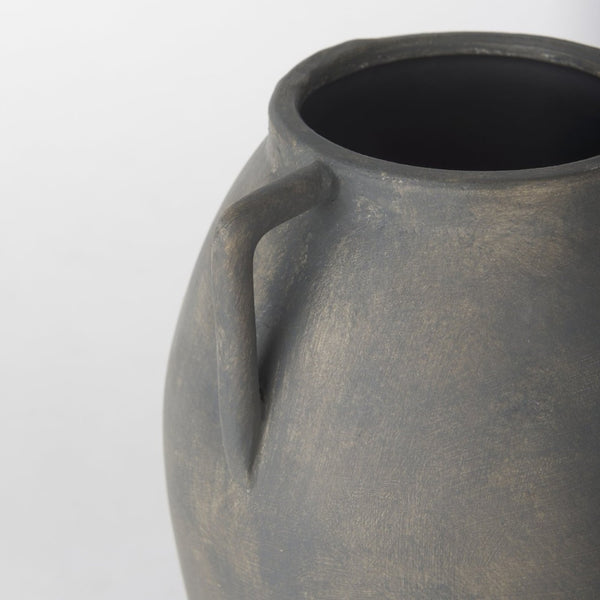 Mercana Kilian Tall Ceramic Double Ear Vase – Sculptural Accent in Earthy Brown-Gray for Modern Spaces Matte | 11.2H 70086