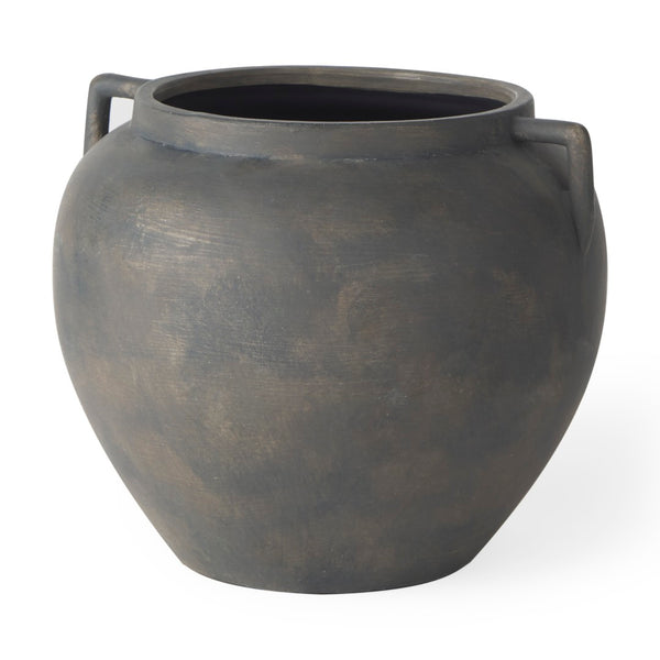 Mercana Kilian Tall Ceramic Double Ear Vase – Sculptural Accent in Earthy Brown-Gray for Modern Spaces Matte | 8.5H 70087