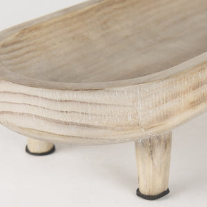 Mercana Carver Set of 2 Rustic Elevated Wooden Trays – Stylish Organizers for Home Décor & Essentials White-washed Wood | Oblong 70066