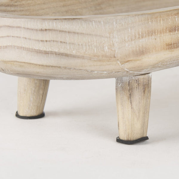 Mercana Carver Set of 2 Rustic Elevated Wooden Trays – Stylish Organizers for Home Décor & Essentials White-washed Wood | Oblong 70066